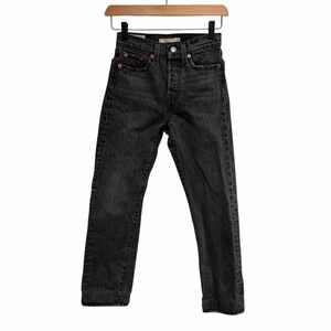 Levi's Women’s Wedgie Straight Leg Light Wash Black Jeans Button Fly 23